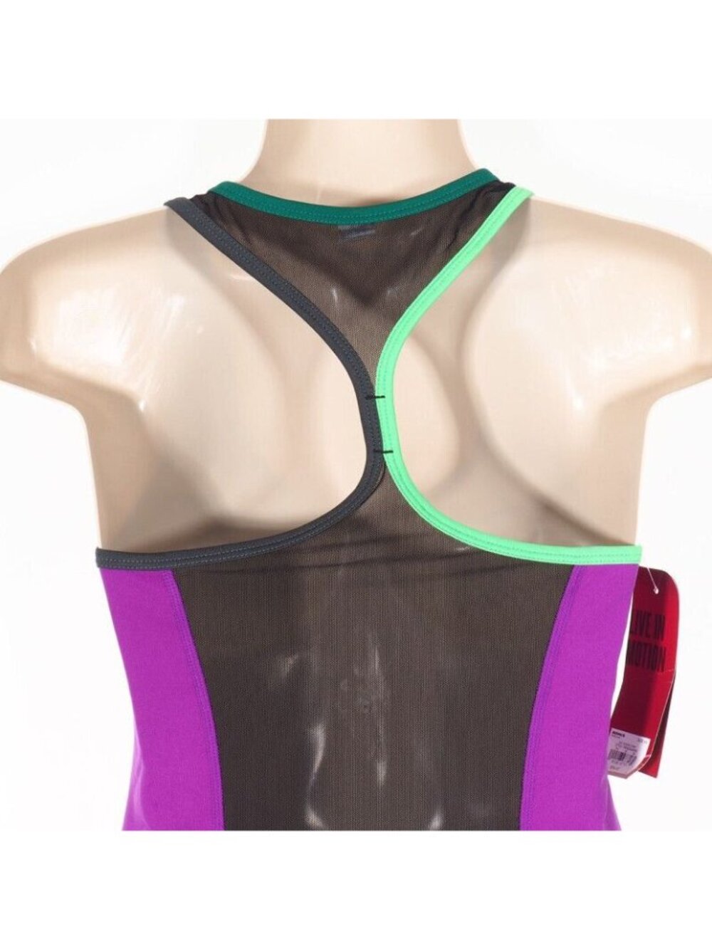 Fila Racerback Womens Size XS Tank Top Mesh Back Purple/Green/Black - Picture 6 of 6